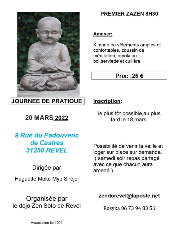 Journée zazen Dojo Zen Soto Revel 2022
