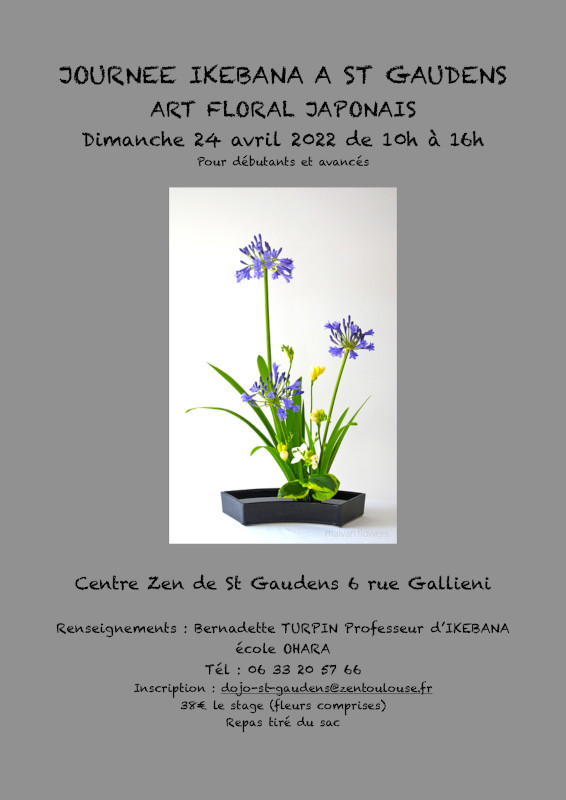 stage d'ikebana, art floral japonais, au centre zen de Saint-Gaudens