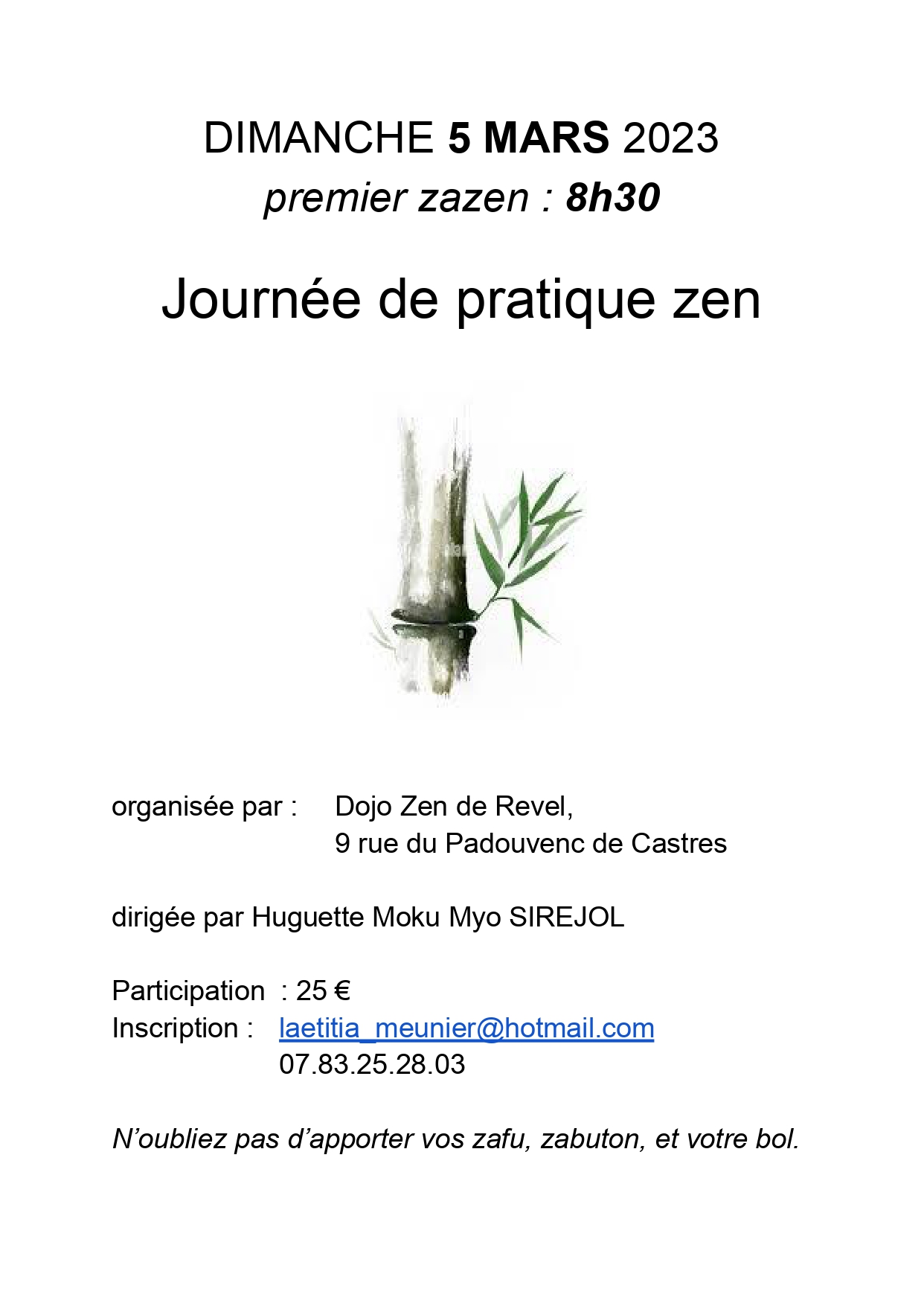 Pratique du zen à Revel 5 mars 2023