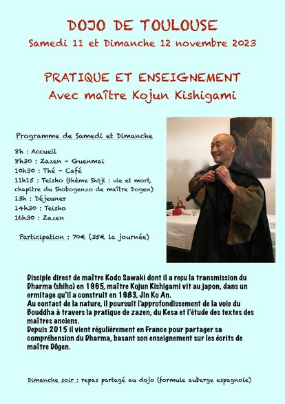 Enseignement de Maitre Kishigami au Dojo Zen de Toulouse