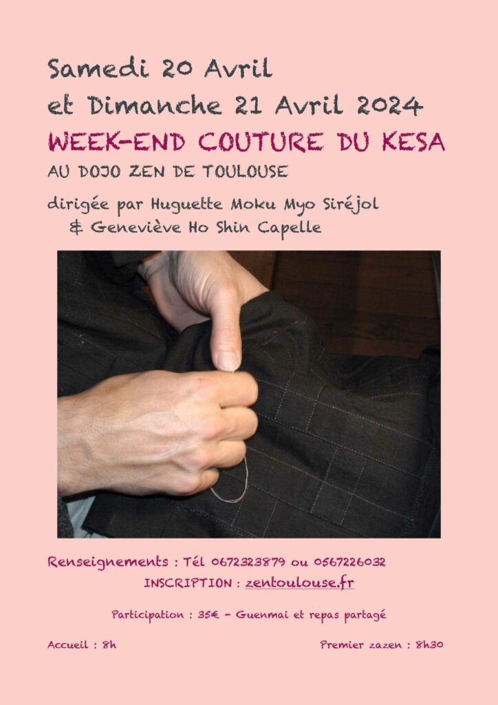 weekend couture du kesa en avril 2024 au dojo zen de Toulouse