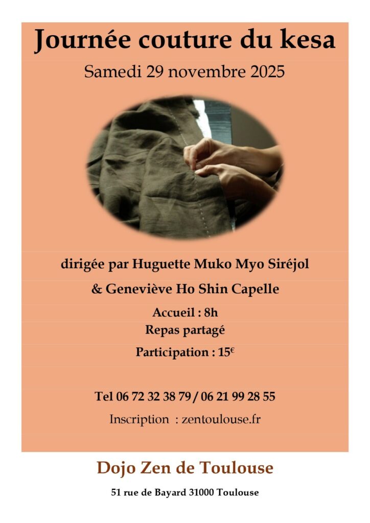 Couture du kesa. Dojo de Toulouse. Journée de couture le 29 novembre 2025