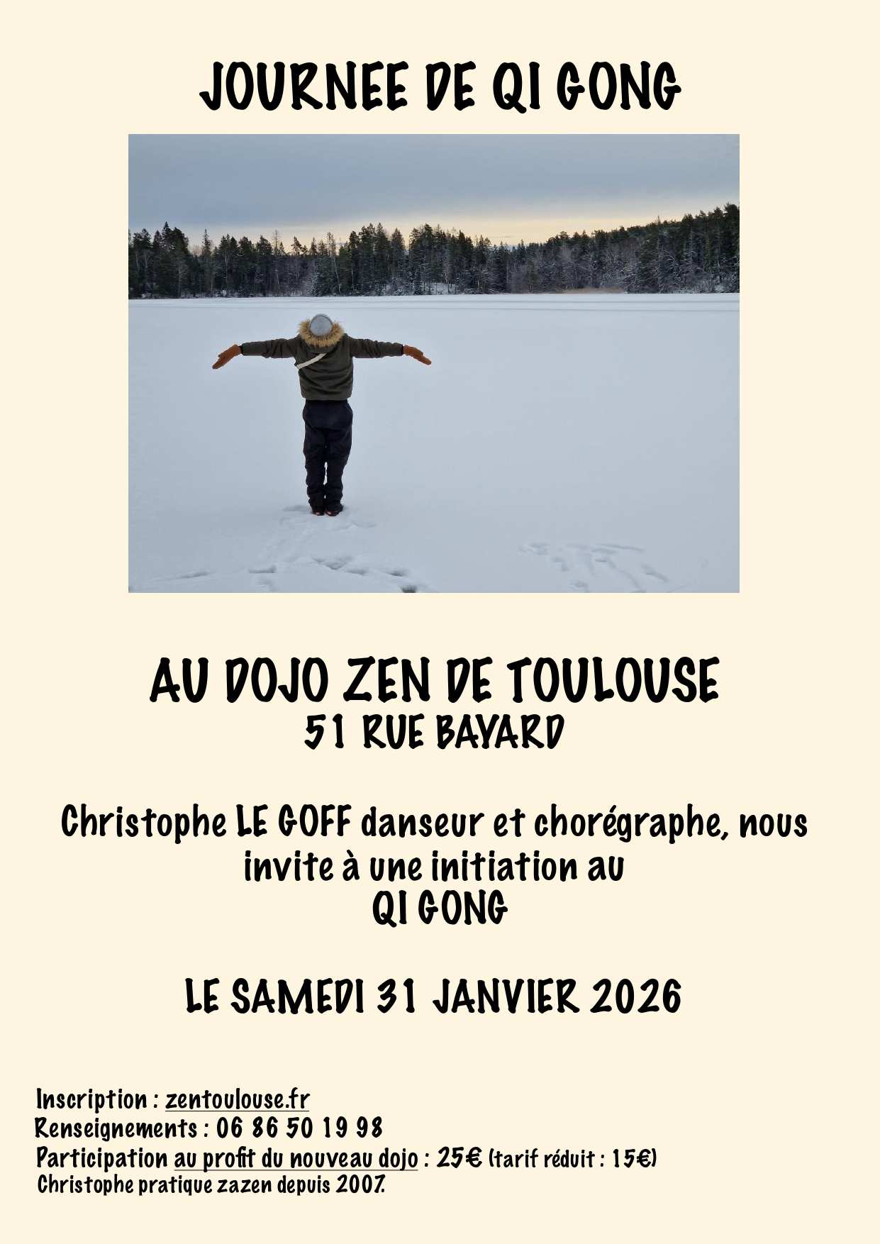 Qi Gong. Animation autour du Qi Gong au dojo zen de Toulouse le samedi 31 Janvier 2026