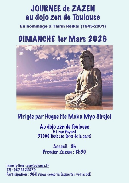 Journée de zazen au dojo de Toulouse. Huguette Moku Myo Sirejol