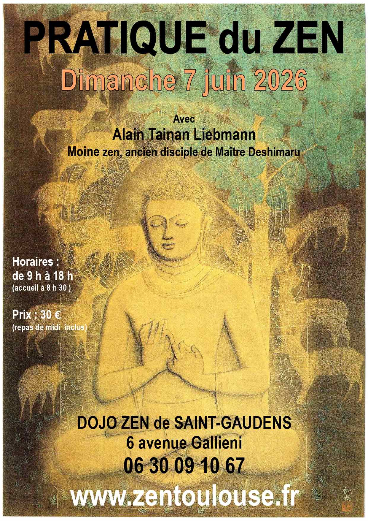 journée de zazen au dojo zen de Saint Gaudens le 7 juin 2026 Alain Tainan Liebmann