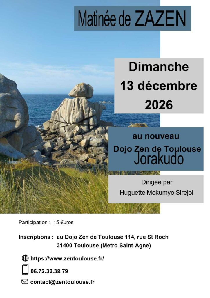 Matinée de zazen dirigée par Huguette Mokumyo Siréjol au dojo Jorakudo de Toulouse
